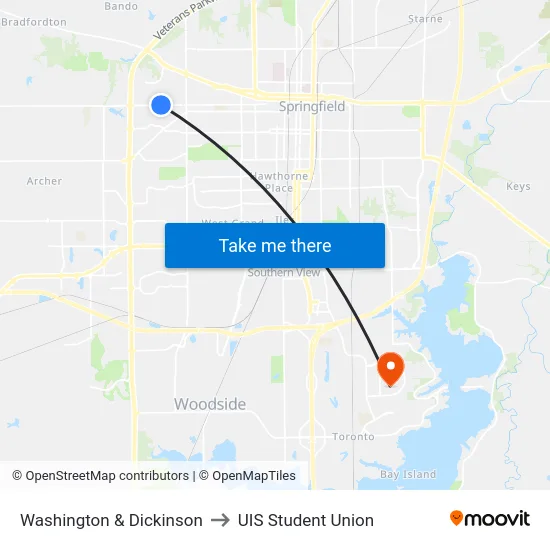 Washington & Dickinson to UIS Student Union map