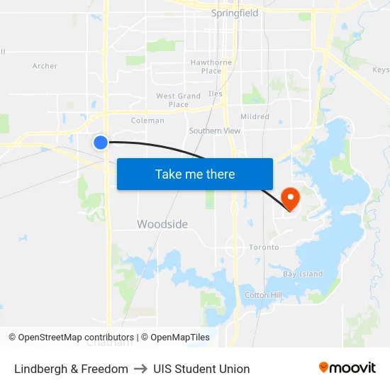 Lindbergh & Freedom to UIS Student Union map