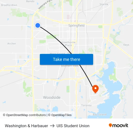 Washington & Harbauer to UIS Student Union map