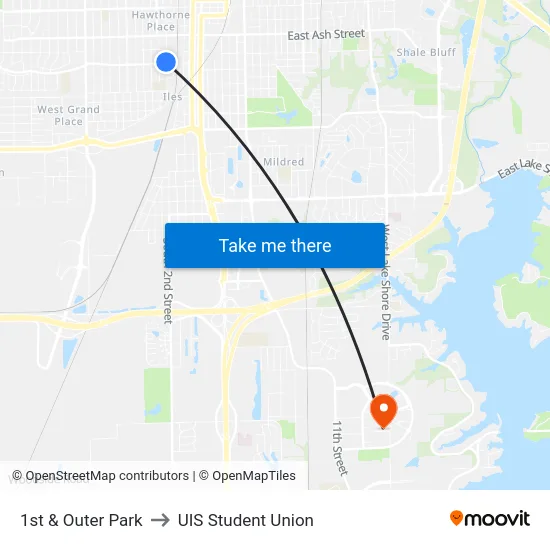 1st & Outer Park to UIS Student Union map