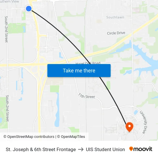St. Joseph & 6th Street Frontage to UIS Student Union map