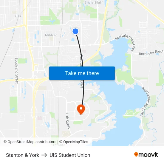 Stanton & York to UIS Student Union map
