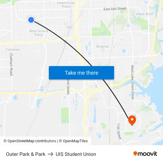 Outer Park & Park to UIS Student Union map