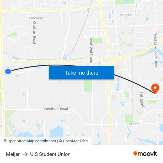 Meijer to UIS Student Union map