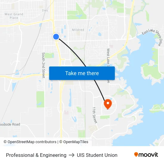 Professional & Engineering to UIS Student Union map