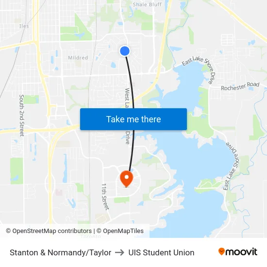 Stanton & Normandy/Taylor to UIS Student Union map