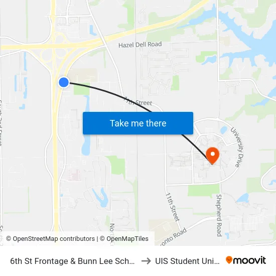 6th St Frontage & Bunn Lee School to UIS Student Union map