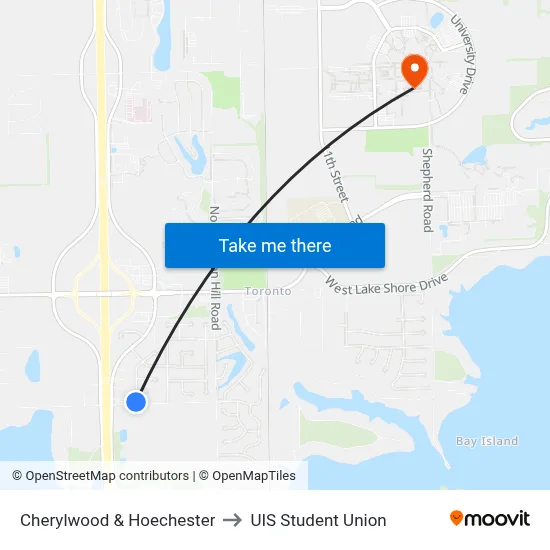 Cherylwood & Hoechester to UIS Student Union map