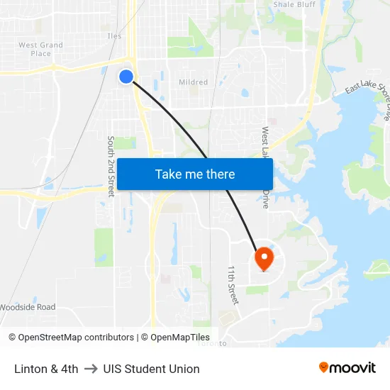Linton & 4th to UIS Student Union map
