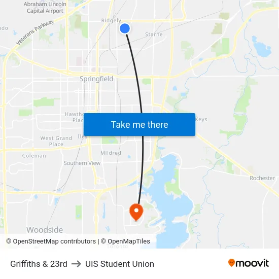 Griffiths & 23rd to UIS Student Union map