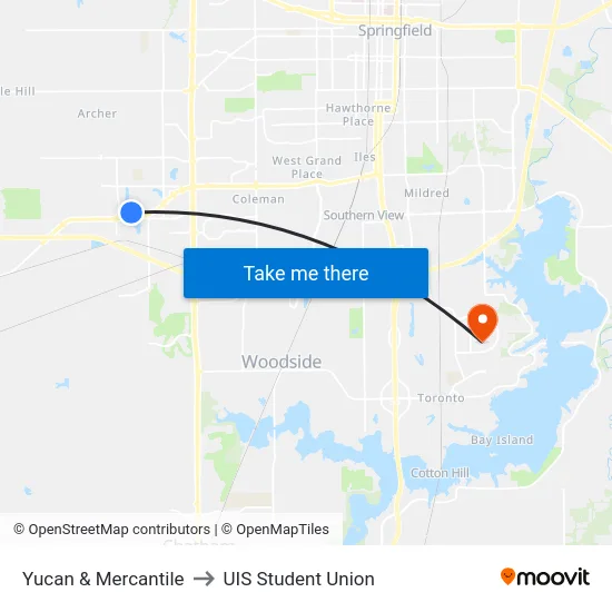 Yucan & Mercantile to UIS Student Union map