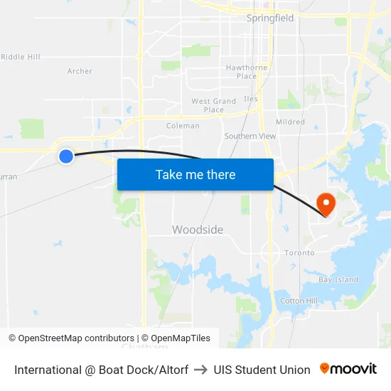 International @ Boat Dock/Altorf to UIS Student Union map