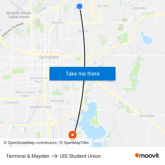 Terminal & Mayden to UIS Student Union map