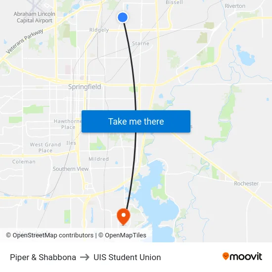 Piper & Shabbona to UIS Student Union map