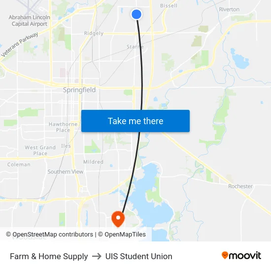 Farm & Home Supply to UIS Student Union map