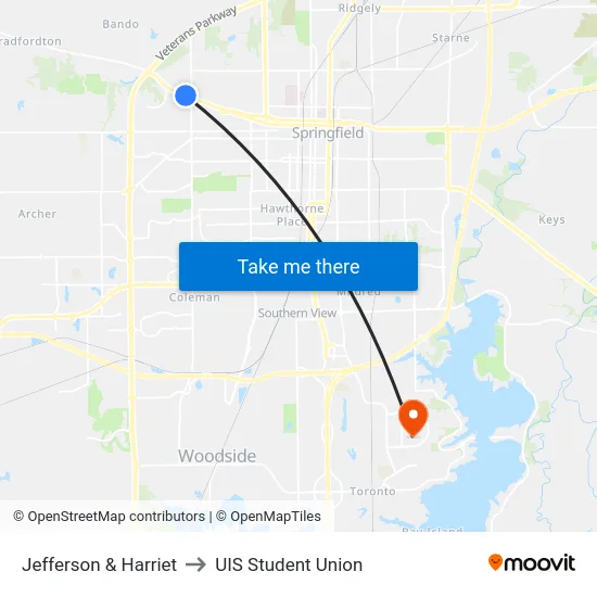 Jefferson & Harriet to UIS Student Union map