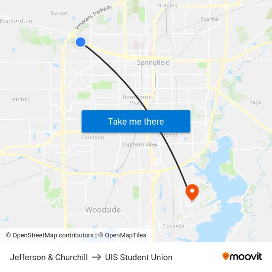 Jefferson & Churchill to UIS Student Union map