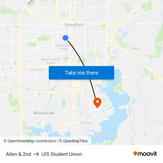 Allen & 2nd to UIS Student Union map