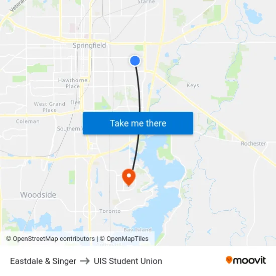 Eastdale & Singer to UIS Student Union map