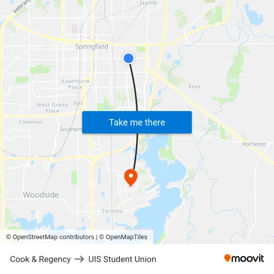 Cook & Regency to UIS Student Union map