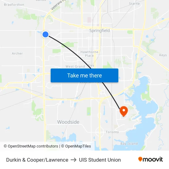 Durkin & Cooper/Lawrence to UIS Student Union map