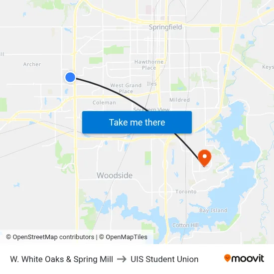 W. White Oaks & Spring Mill to UIS Student Union map