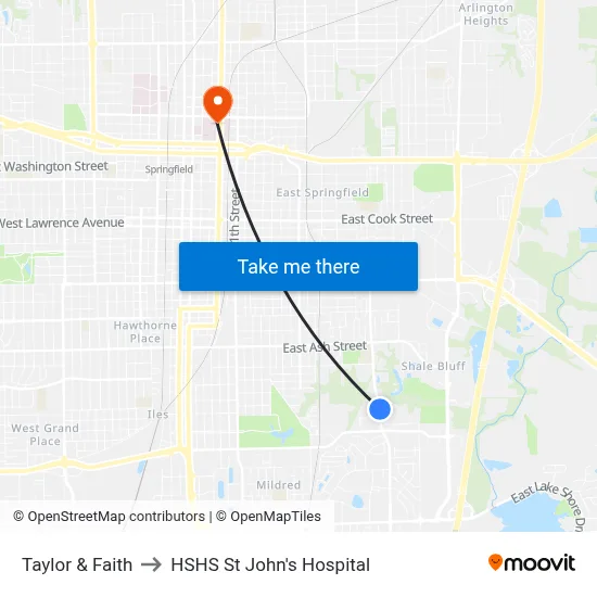 Taylor & Faith to HSHS St John's Hospital map