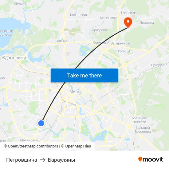 Петровщина to Бараўляны map