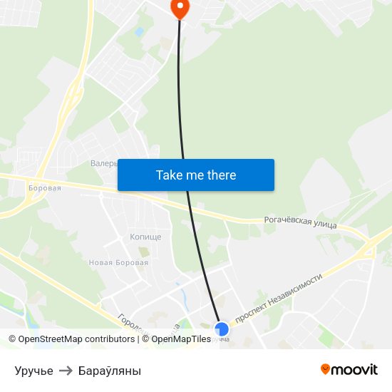 Уручье to Бараўляны map
