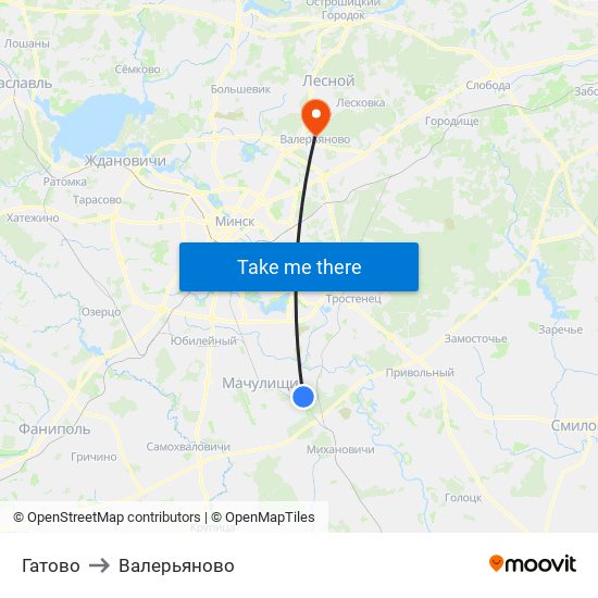 Гатово to Валерьяново map