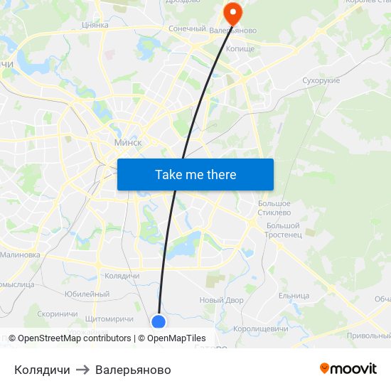 Колядичи to Валерьяново map