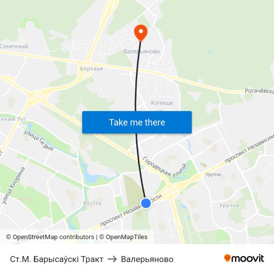 Ст.М. Барысаўскі Тракт to Валерьяново map