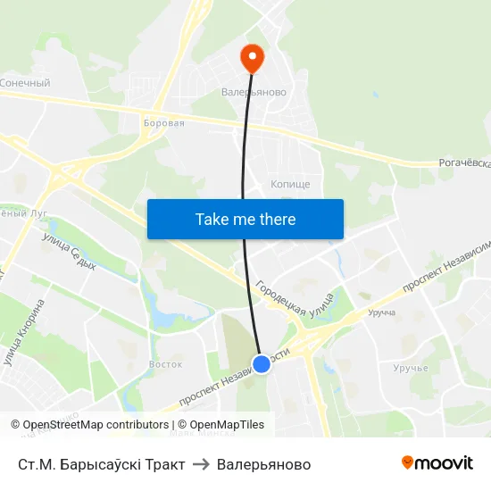 Ст.М. Барысаўскі Тракт to Валерьяново map