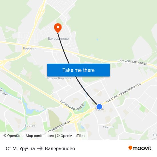 Ст.М. Уручча to Валерьяново map