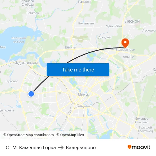 Ст.М. Каменная Горка to Валерьяново map