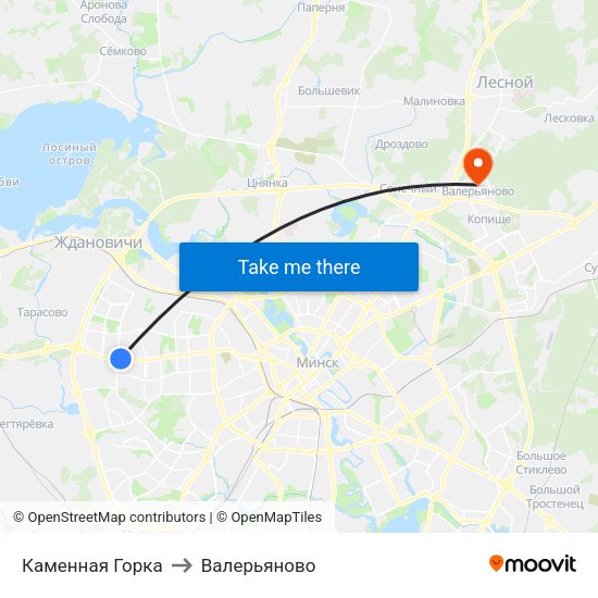Каменная Горка to Валерьяново map