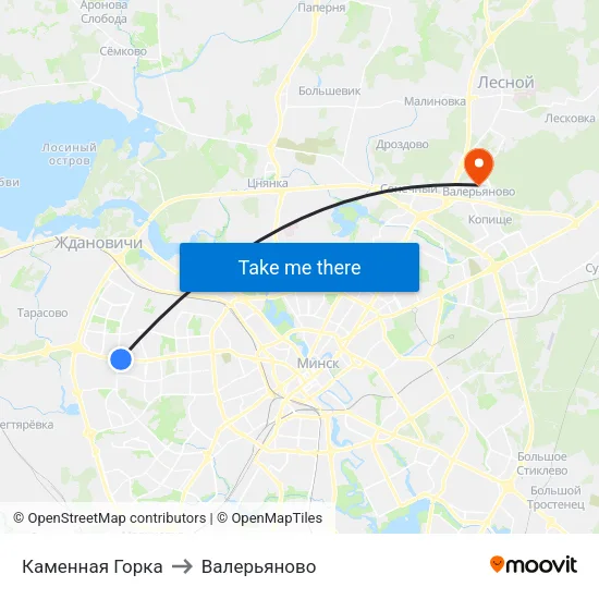 Каменная Горка to Валерьяново map