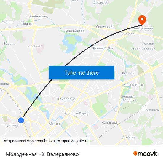 Молодежная to Валерьяново map