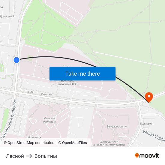 Лесной to Вопытны map