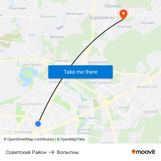 Советский Район to Вопытны map