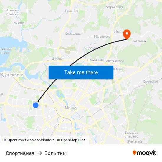 Спортивная to Вопытны map