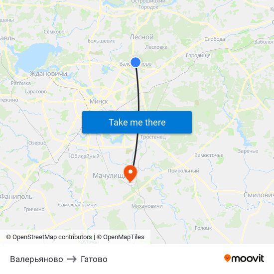 Валерьяново to Гатово map