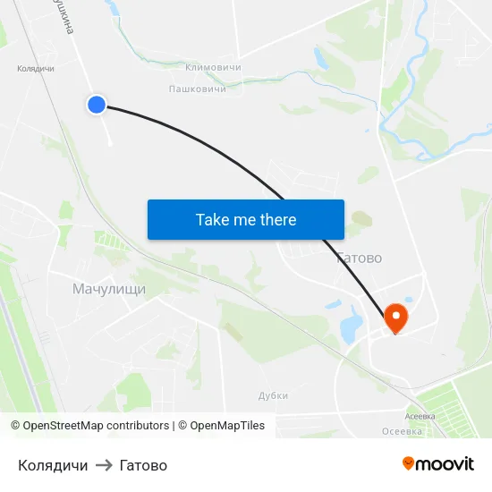 Колядичи to Гатово map