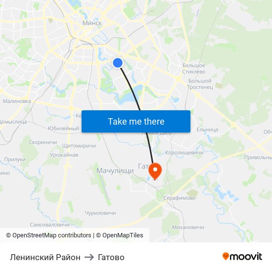 Ленинский Район to Гатово map
