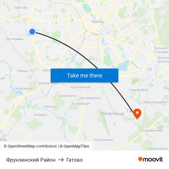 Фрунзенский Район to Гатово map