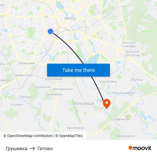 Грушевка to Гатово map