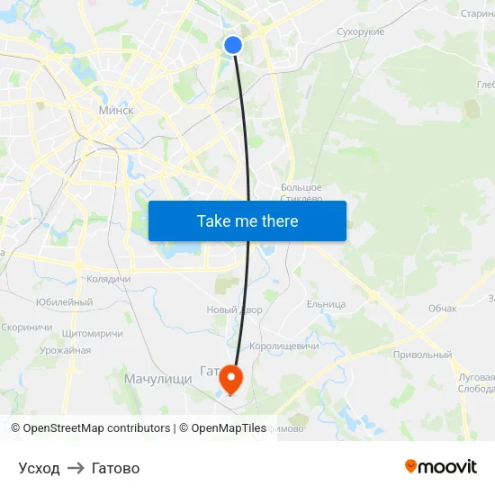 Усход to Гатово map