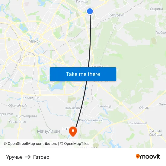 Уручье to Гатово map