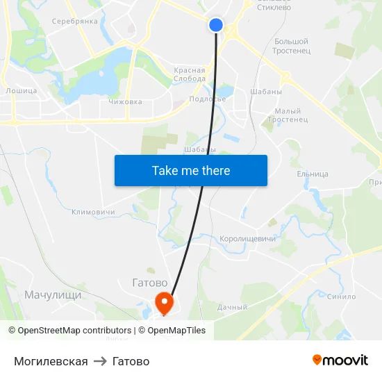 Могилевская to Гатово map