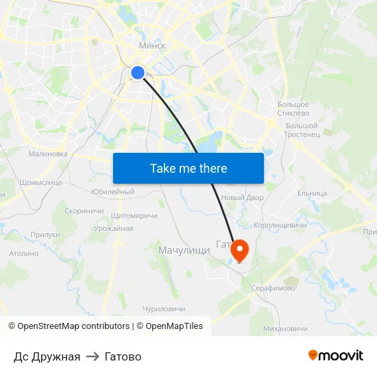 Дс Дружная to Гатово map